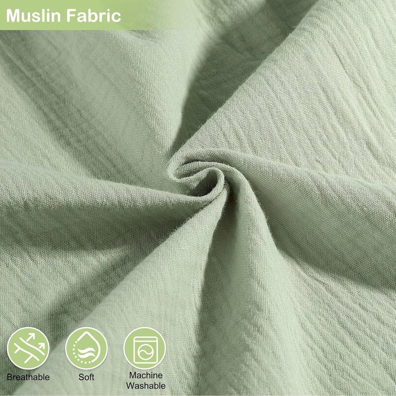 Basumee Muslin Changing Pad Cover Waterproof 2 Pack Baby Changing Table Covers for Boys and Girls Soft Breathable Nursery Diaper Change Table Cover Pad Fits 32"x16", Beige and Green - Image 3